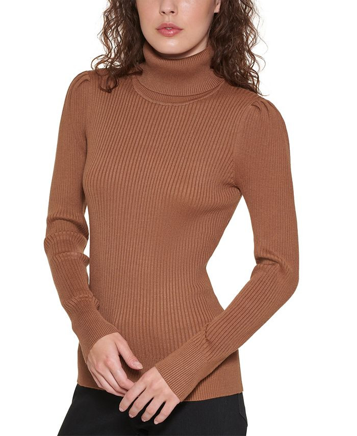 DKNY Solid Ribbed Turtleneck Sweater & Reviews - Sweaters - Women - Macy's | Macys (US)