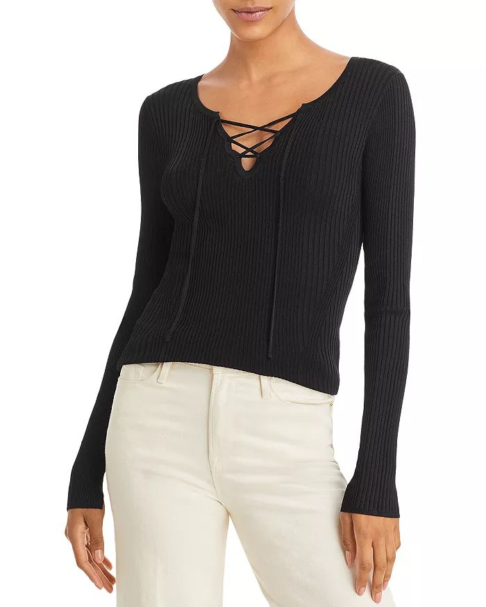 Carrie Lace Up Ribbed Knit Top | Bloomingdale's (US)