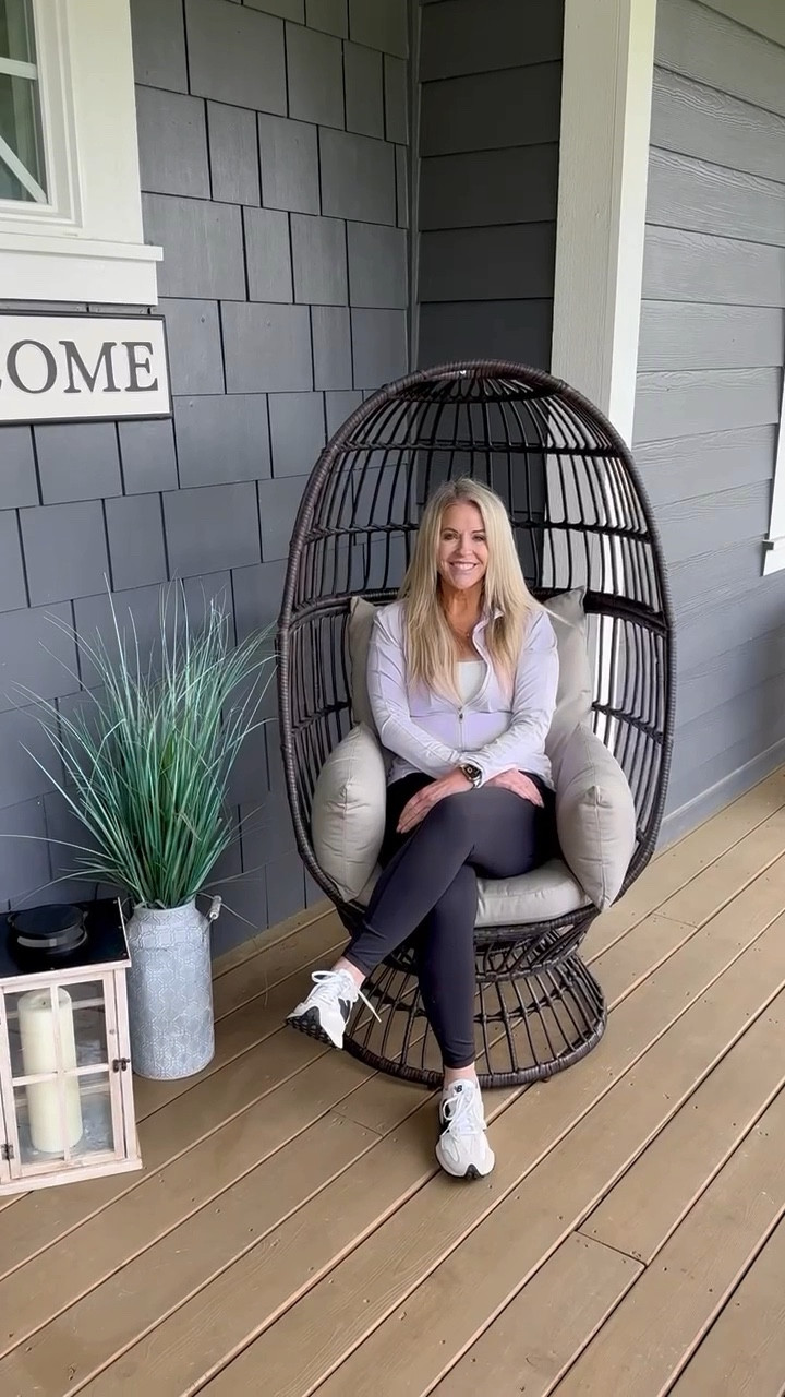 Loving how this egg chair from At Home looks on my porch! 