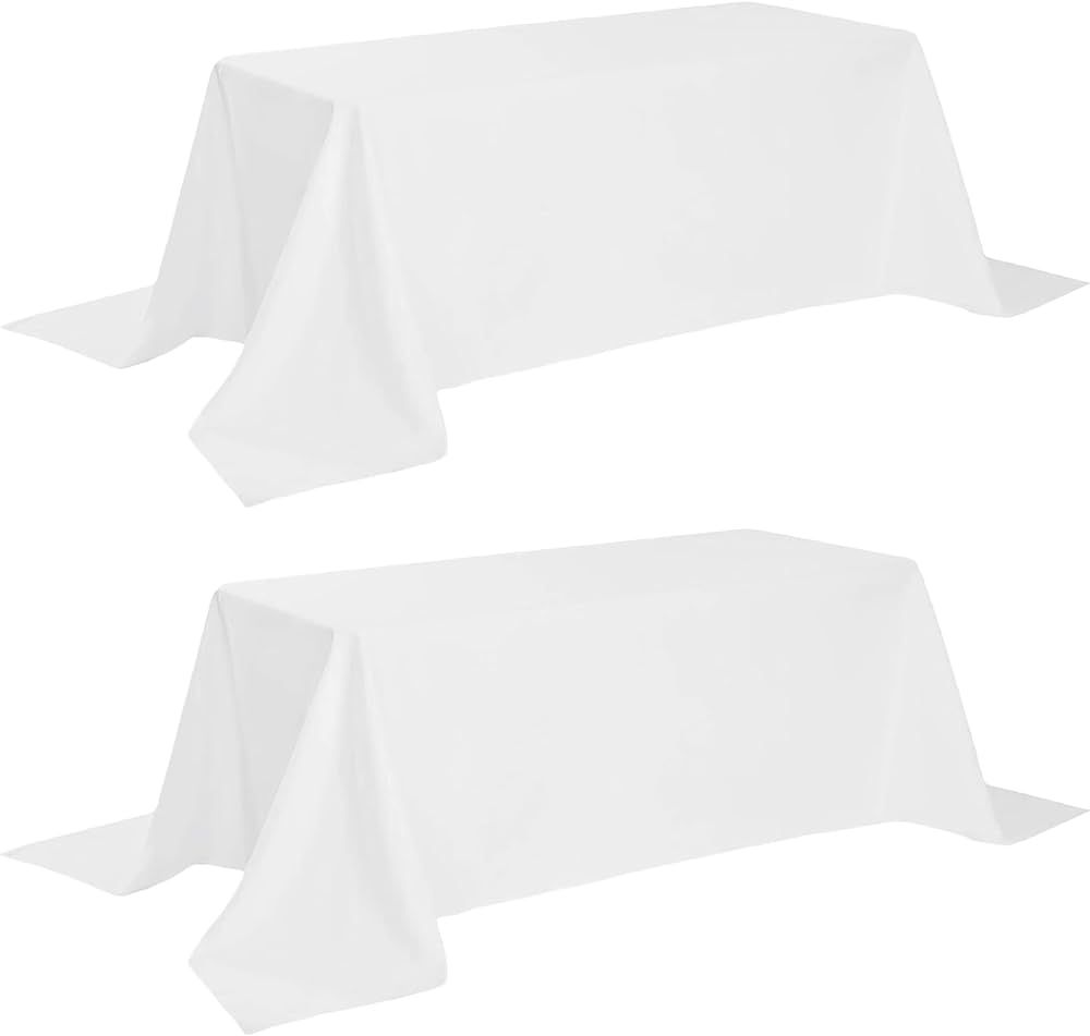 Classic White Tablecloth 90x156 - White Table Clothes for 8 Foot Rectangle Tables, 200 GSM Stain ... | Amazon (US)