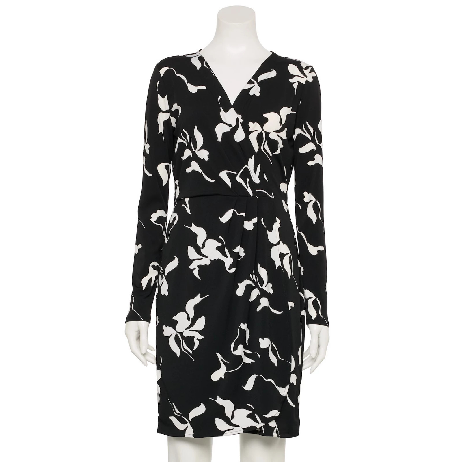 Women's Nine West Adaptive Wrap Dress, Size: XL, Black Rina Leaf | Kohl's