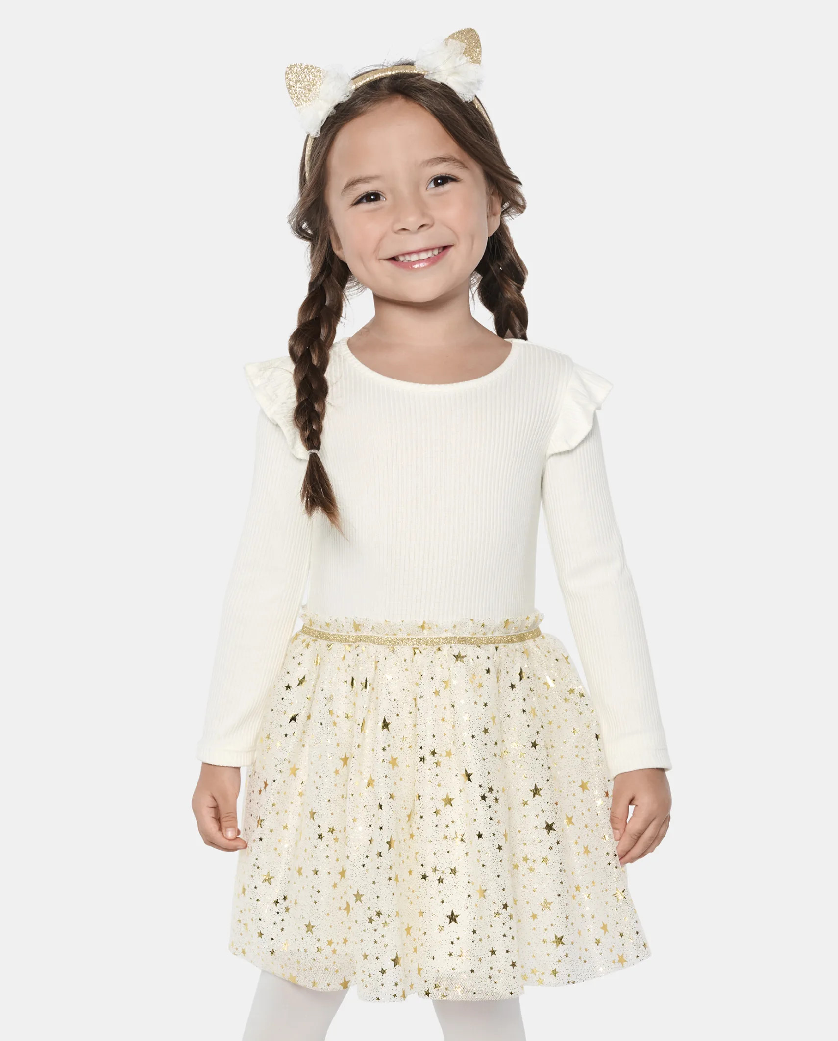 Baby And Toddler Girls Foil Star Mesh Tutu Dress - bunnys tail | The Children's Place