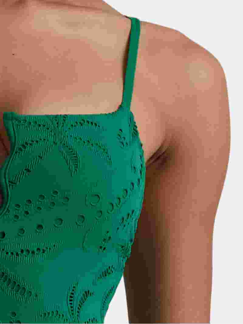 Time and Tru Women’s and Women’s Plus Eyelet Embroidered V Wire One Piece Swimsuit, Sizes XS-... | Walmart (US)