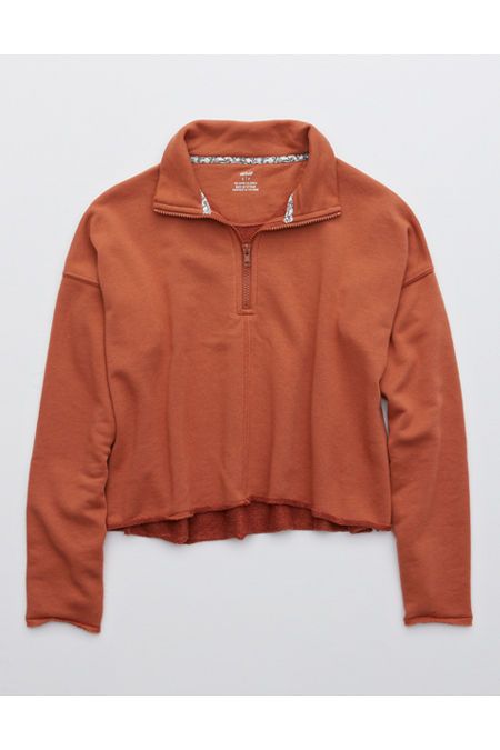 Aerie Sunday Soft Cropped Quarter Zip Sweatshirt | American Eagle Outfitters (US & CA)