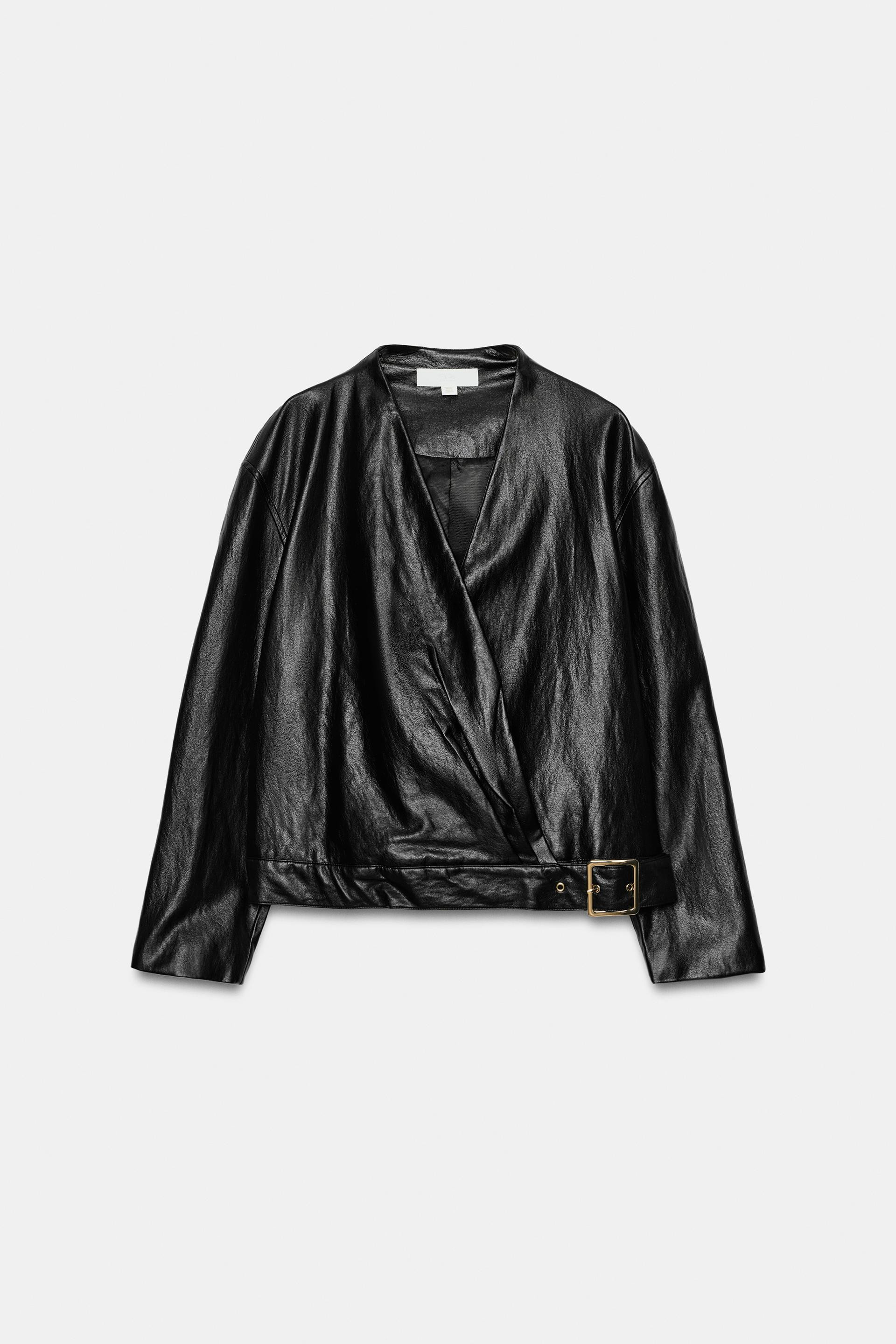 Zara - 100% Leather Cropped Jacket - Women - Taupe Brown - Women | Zara US