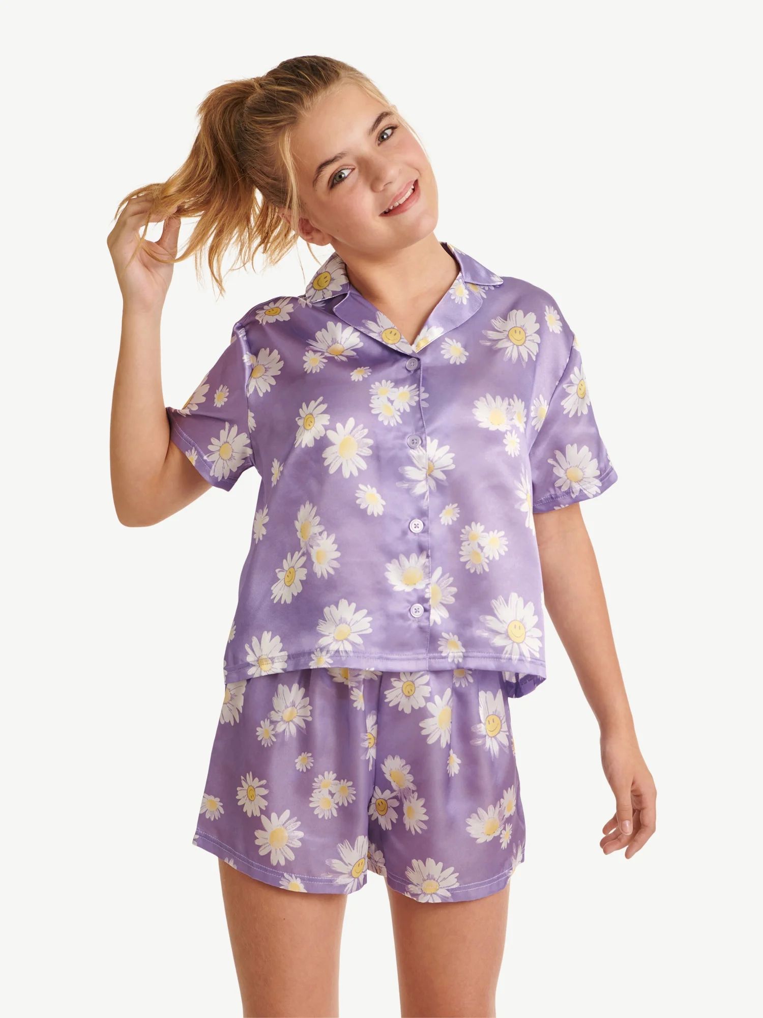 Justice Short Sleeve Coat Set, 2-Piece Pajama Set, Sizes 5-18 and Plus | Walmart (US)