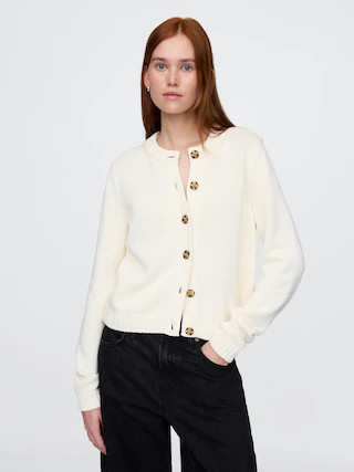 100% Cotton Crewneck Cardigan | Gap (US)