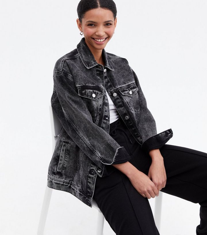 Black Denim Oversized Jacket
						
						Add to Saved Items
						Remove from Saved Items | New Look (UK)