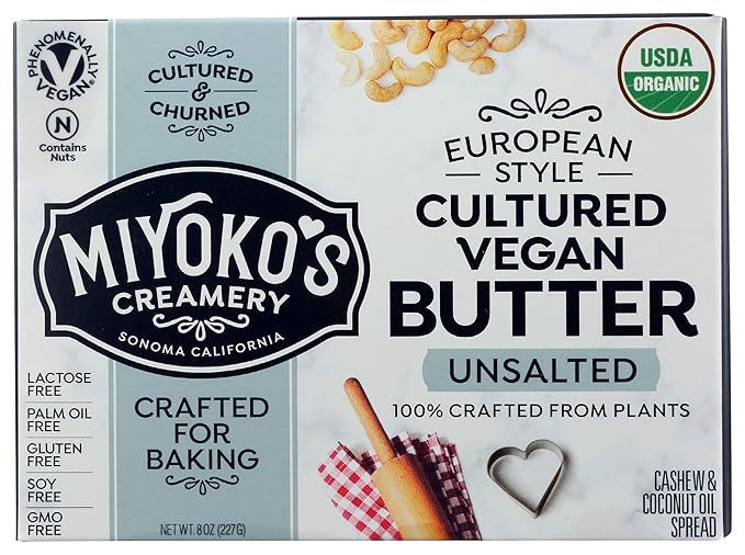 Miyokos Creamery, Butter Unsalted Cultured Vegan Organic, 8 Ounce | Amazon (US)