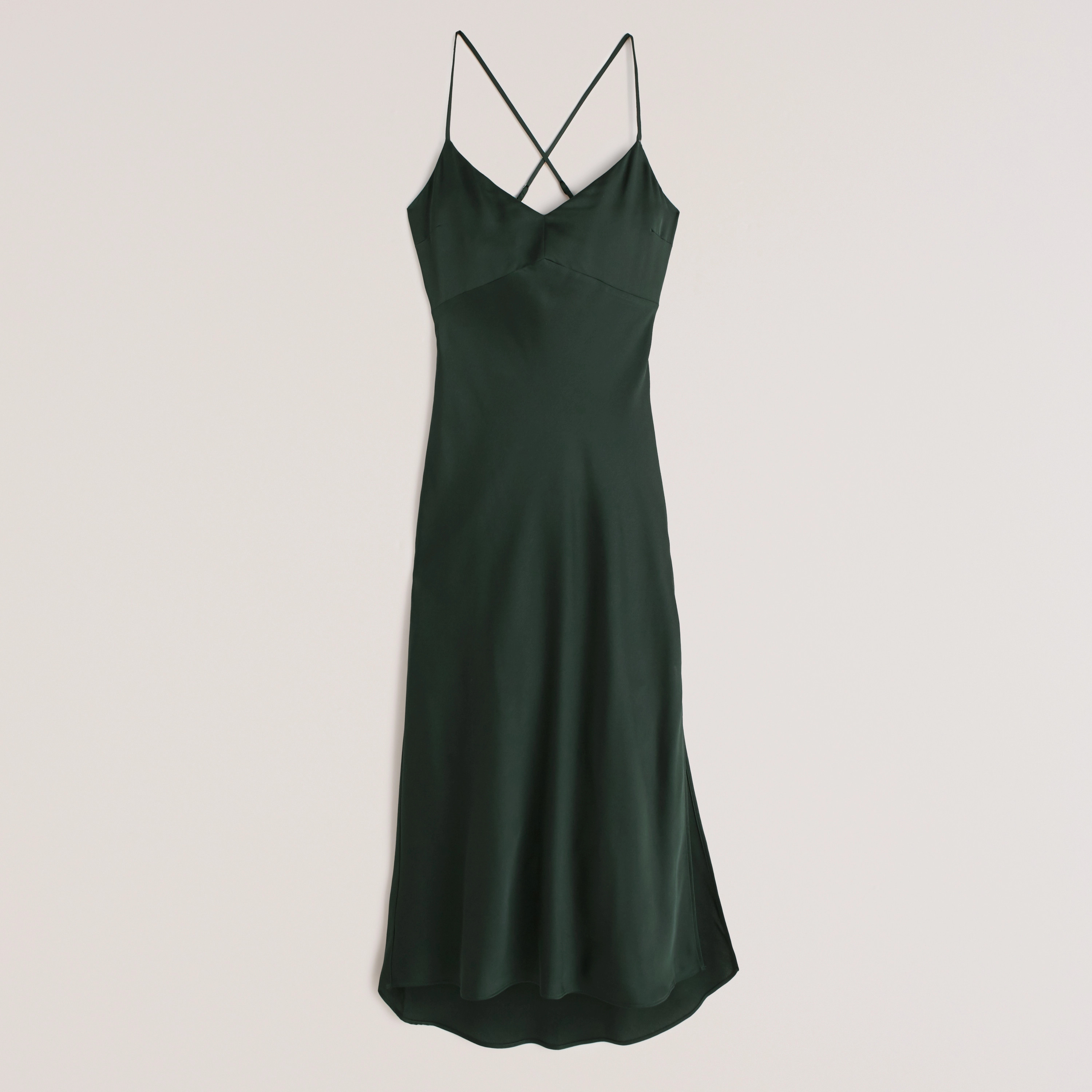 Satin Cross-Back Midi Dress | Abercrombie & Fitch (US)