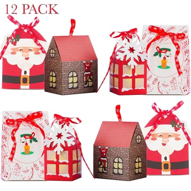 Trendazer 12 Pack Premium Christmas Party Paper Gift Bag with Special Design Multicolor | Walmart (US)