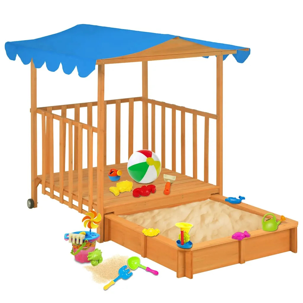 Outdoor Toys | Kids Playhouse with Sandbox Fir Wood Blue UV50 | Berkfield Home | Debenhams UK