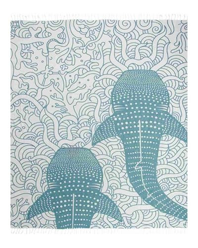 Sand Cloud Large Turkish Beach Towel - Sand Free - 100% Organic Turkish Cotton Yarn - Quick Dry Towel for Beach, Picnic, Blanket or Bath - As Seen on Shark Tank - Marine Life (Whale Shark Turquoise) | Amazon (US)