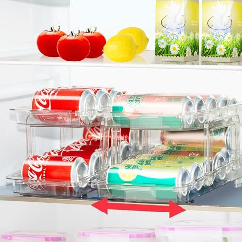 VUSIGN Expandable Soda Can Organizer 2 Pack, Adjustable Width Can Dispenser for Refrigerator 6.1'... | Amazon (US)