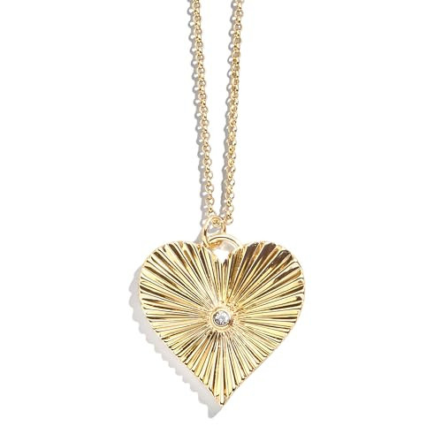 BaubleBar High Frequency Heart Pendant Necklace - Hypoallergenic 21" Gold-Plated Brass with Beautiful Glass Stones | Amazon (US)