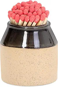 Match Holder with Striker - Set of 2, Ceramic Matchstick Storage Jar for Lighting Candles & Burni... | Amazon (US)