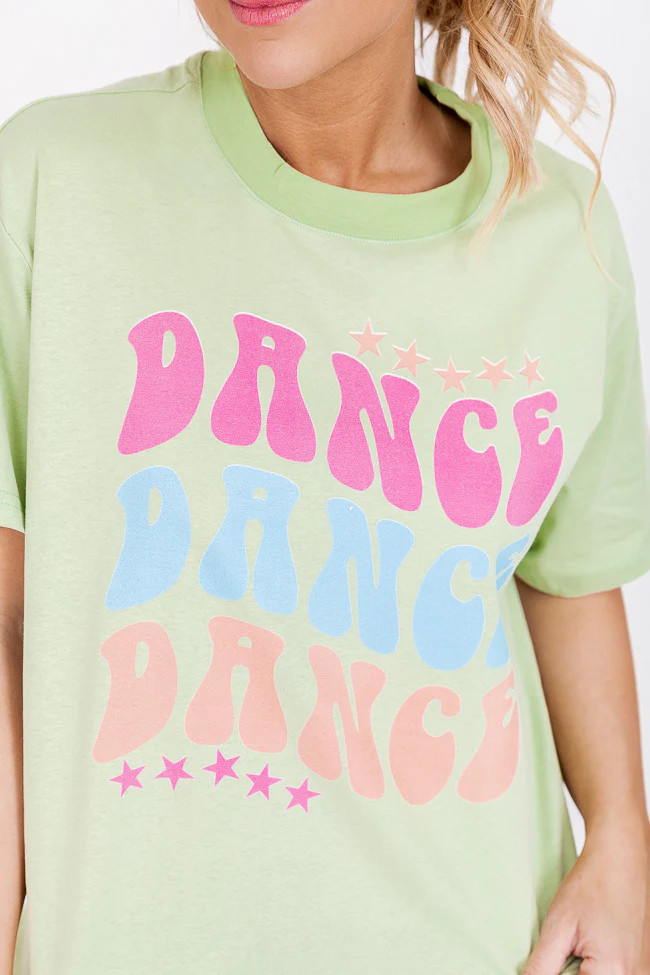 Dance Repeat Mint Oversized Graphic Tee | Pink Lily