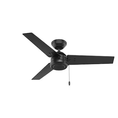 Hunter Cassius 44-in Outdoor Matte Black with Walnut Stripe Blades Ceiling Fan Without Light ( 3 ... | Lowe's