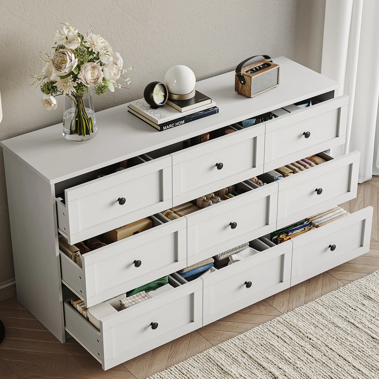 Bulwell 59" W Bedroom Dresser, Chest Of Drawers 9 Drawer Dresser For Bedroom, Living Room, Closet | Wayfair North America