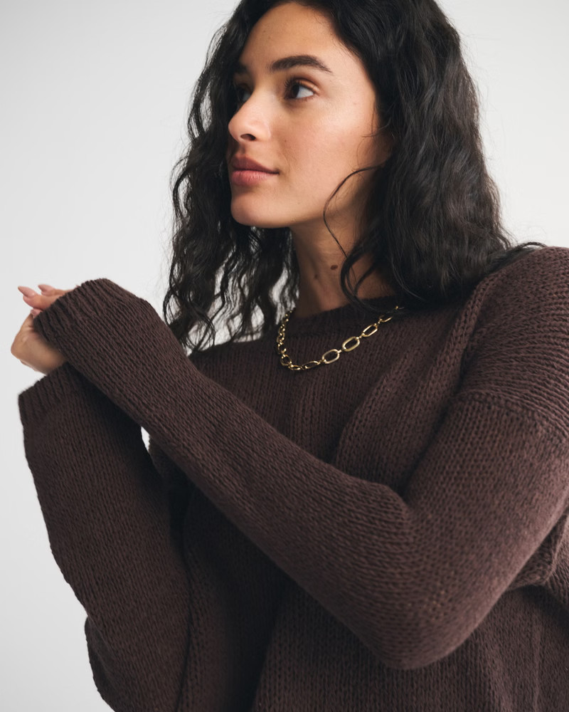 Women's Open-Stitch Textural Crew Sweater | Women's New Arrivals | Abercrombie.com | Abercrombie & Fitch (US)