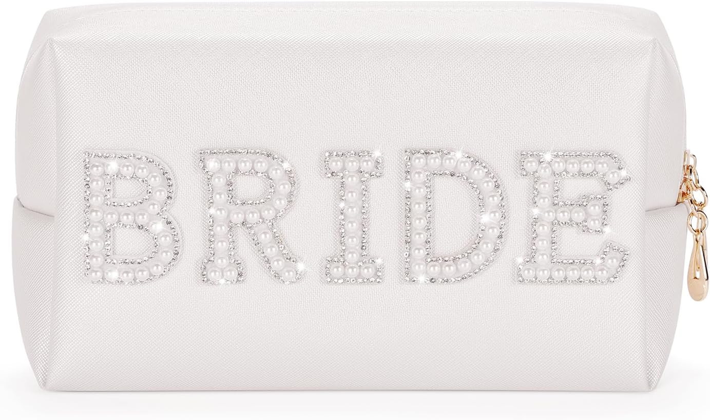 Etercycle Bride Letter Makeup Bag, Bride To Be Gifts Bling Pearl Rhinestone Patch Cosmetic Bag, W... | Amazon (US)