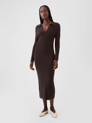 CashSoft Rib Midi Polo Sweater Dress | Gap (US)