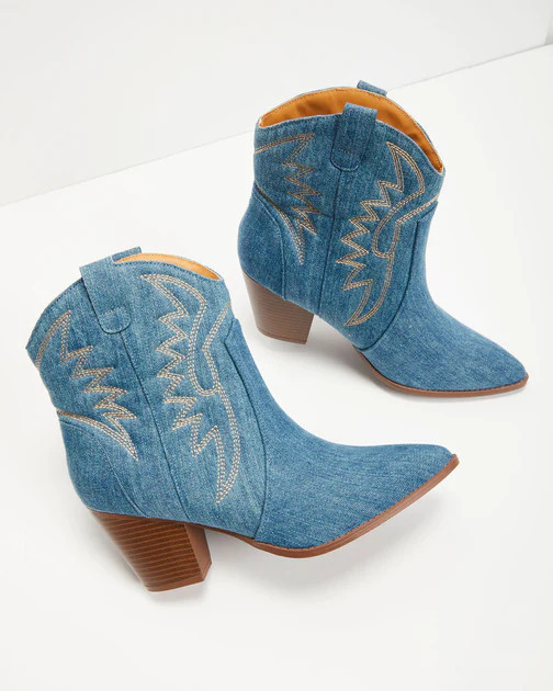 Stylish Bandit Ankle Western Booties - Denim - SALE | VICI