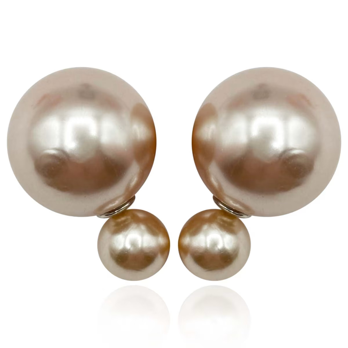 Champagne Pearl Double Ball Earrings | Wolf & Badger