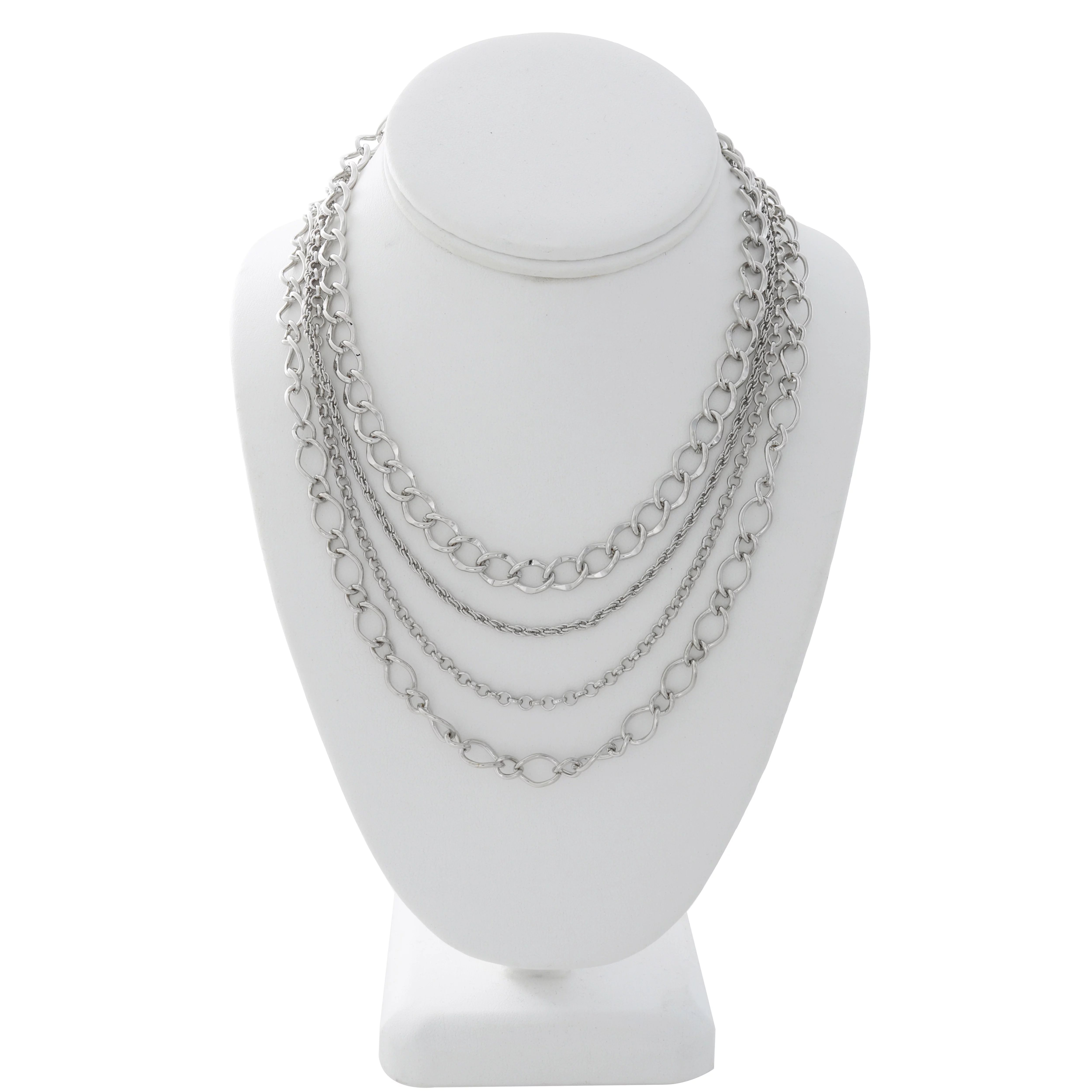 4 Piece Silver Tone Chain Necklace Set | Walmart (US)