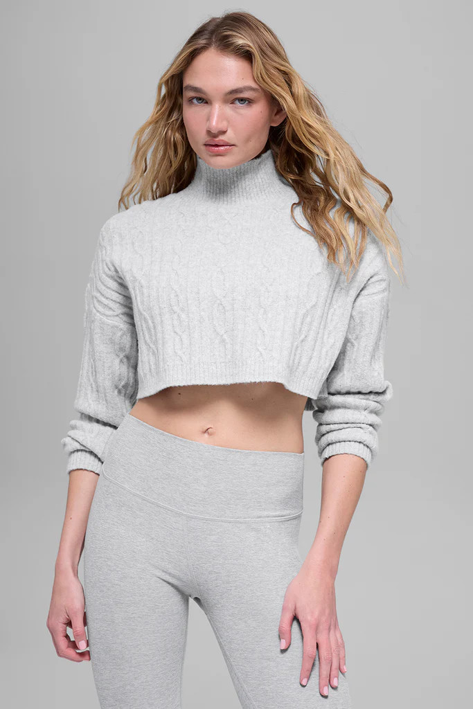 Cable Knit Cropped Winter Bliss Turtleneck Long Sleeve | Alo Yoga (US)