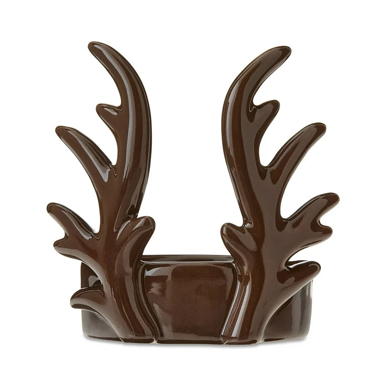 Small Brown Antler Ceramic Christmas Tealight Candle Holder, 2.75", by Holiday Time | Walmart (US)
