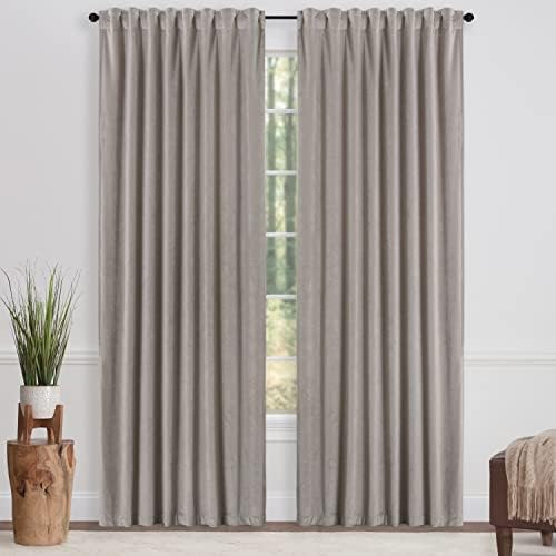 Chanasya Taupe Velvet Curtains Panel Set 2 Piece - Classy Partial Blackout Curtains Room Darkenin... | Amazon (CA)