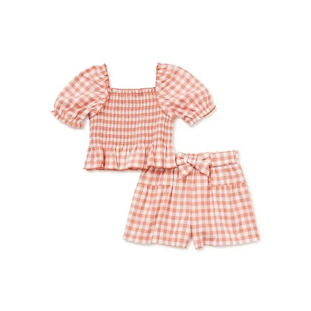 Wonder Nation Baby and Toddler Girls’ Shorts Set, 2-Piece, Sizes 0/3M-5T | Walmart (US)