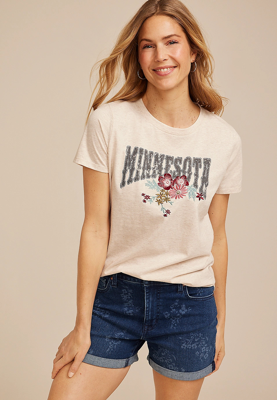 Embroidered Flower State Classic Fit Graphic Tee | Maurices