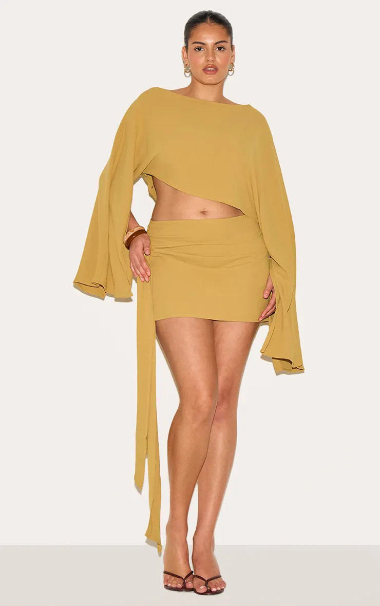 Plus Deep  Floaty Woven Knot Side Mini Skirt Co-ord | boohoo (US & Canada)
