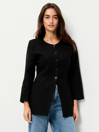 Fitted Long Blazer | Old Navy (US)