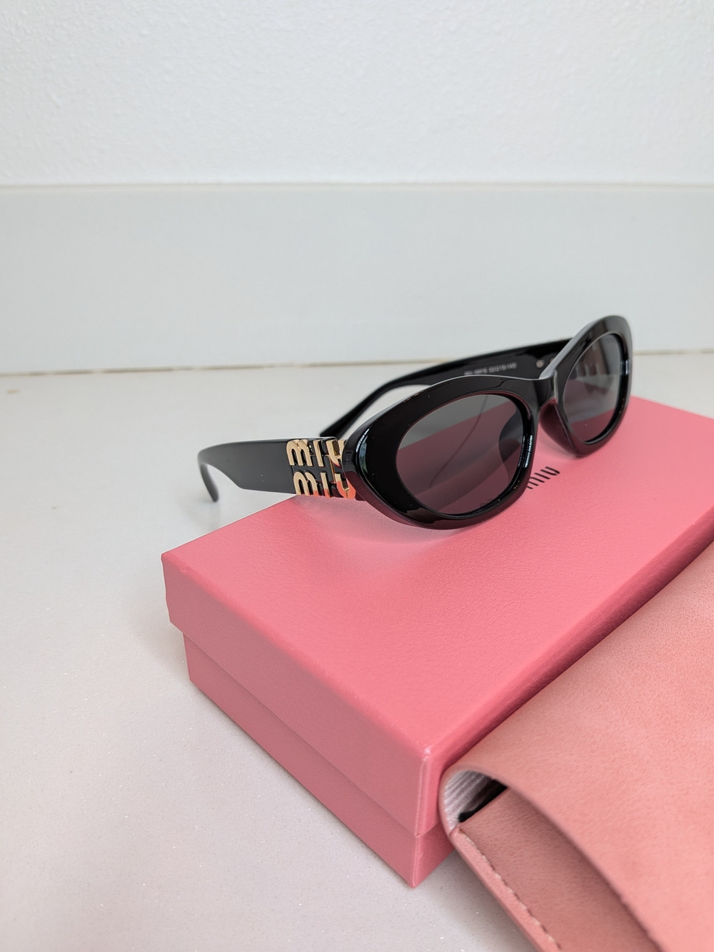 Miu Miu Black Cat Eye Sunglasses Gold Logo w/ Box Case | Poshmark