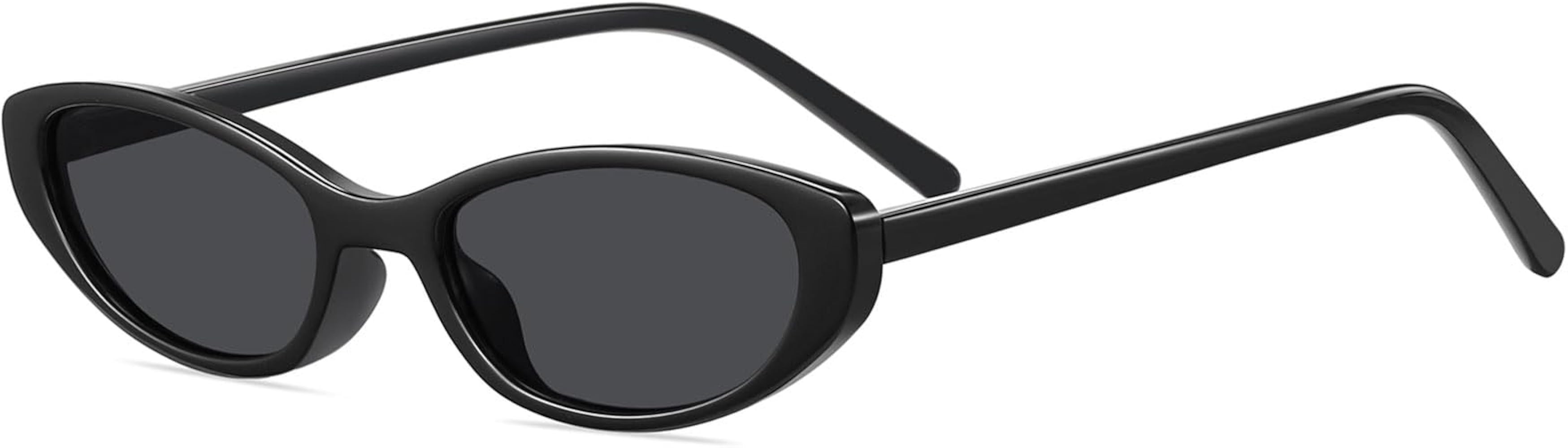 Retro Oval Cat Eye Sunglasses for Women Trendy Narrow Small Oval Sun Glasses 90s Vintage Shades | Amazon (US)