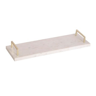 VIP Marble 18 in. White Rectangular Tray with Handles – Natural Stone Serving & Decorative Tray for Kitchen, Bath & Home Décor | Target