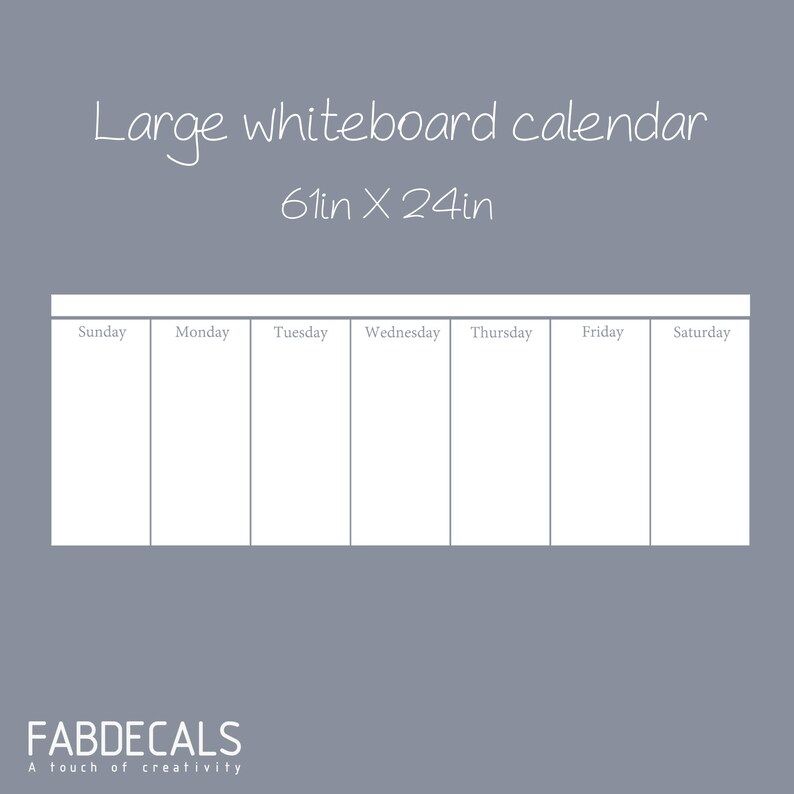 Weekly Whiteboard Calendar Wall Decal, Dry Erase Calendar, Whiteboard Vinyl, Home And Office Wall... | Etsy (US)