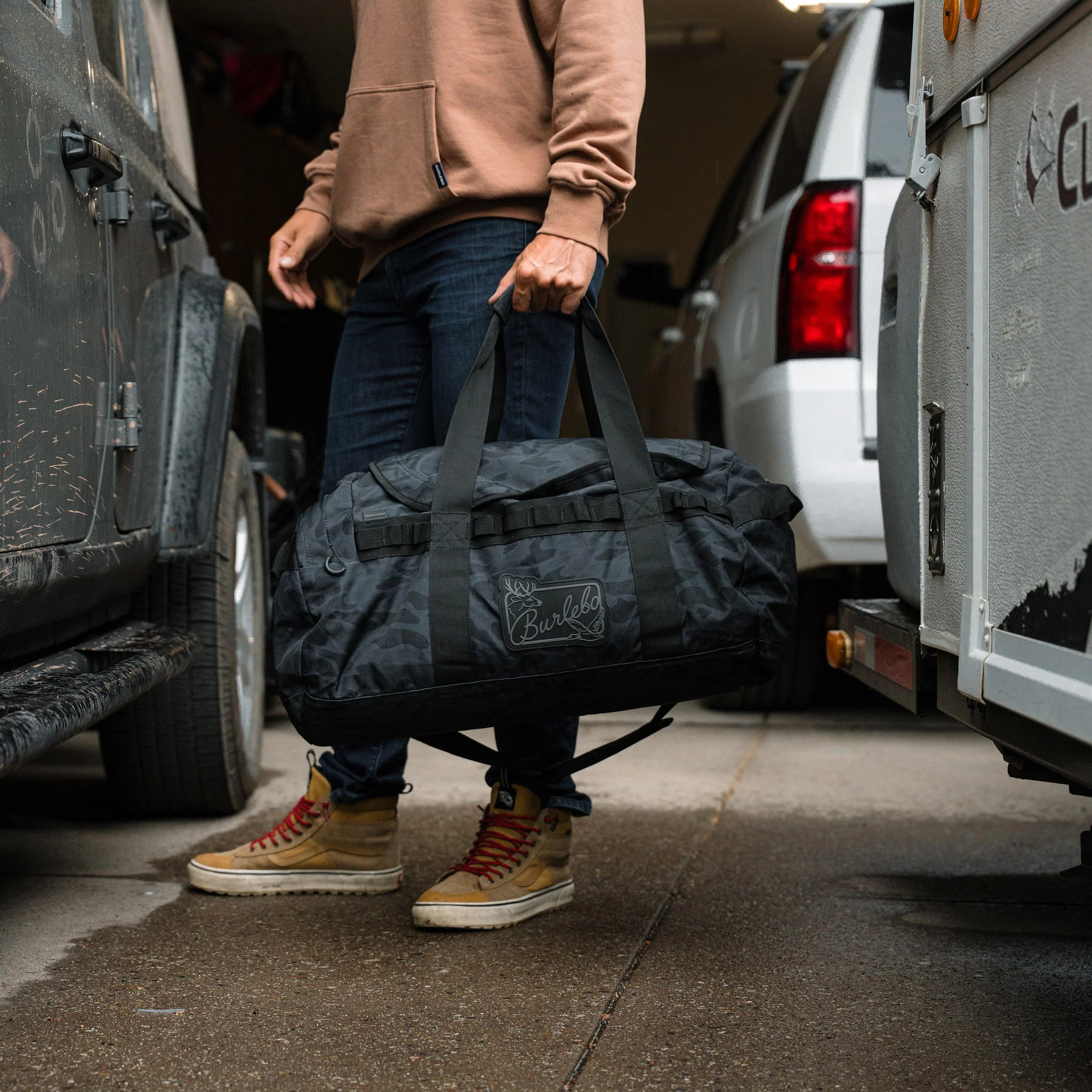 Black Camo Duffle Bag | Outdoor Gear Bag | BURLEBO | BURLEBO