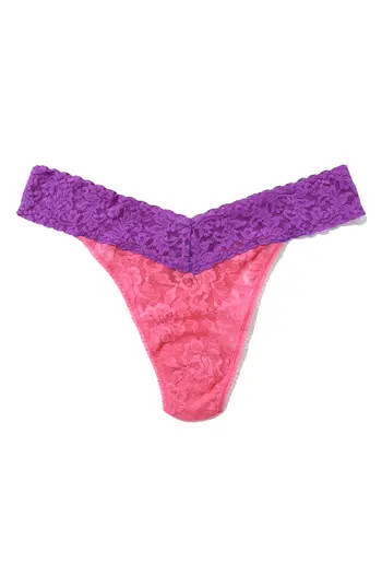 Hanky Panky Colorplay Original Lace Thong in Sugar Rush Pink/royal at Nordstrom Rack | Nordstrom Rack
