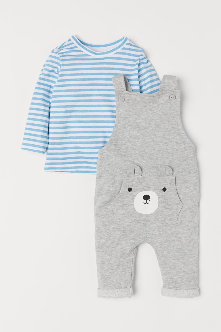 H & M - Shirt and Bib Overalls - Gray | H&M (US + CA)