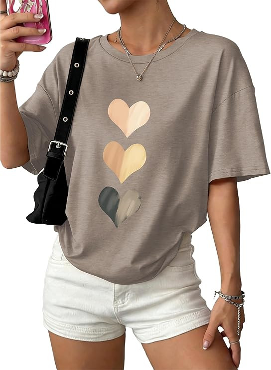 WIHOLL Oversized Tshirts for Women Summer Crew Neck Short Sleeve Graphic Tees Casual Loose Fit Wo... | Amazon (US)