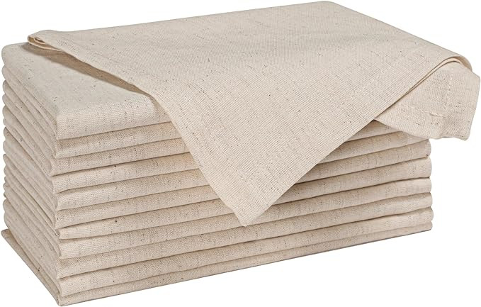 Natural Color Cotton Linen Blend Napkins Set of 12 - Hemmed 18x18 Inch Decorative Elegant Soft Wa... | Amazon (US)