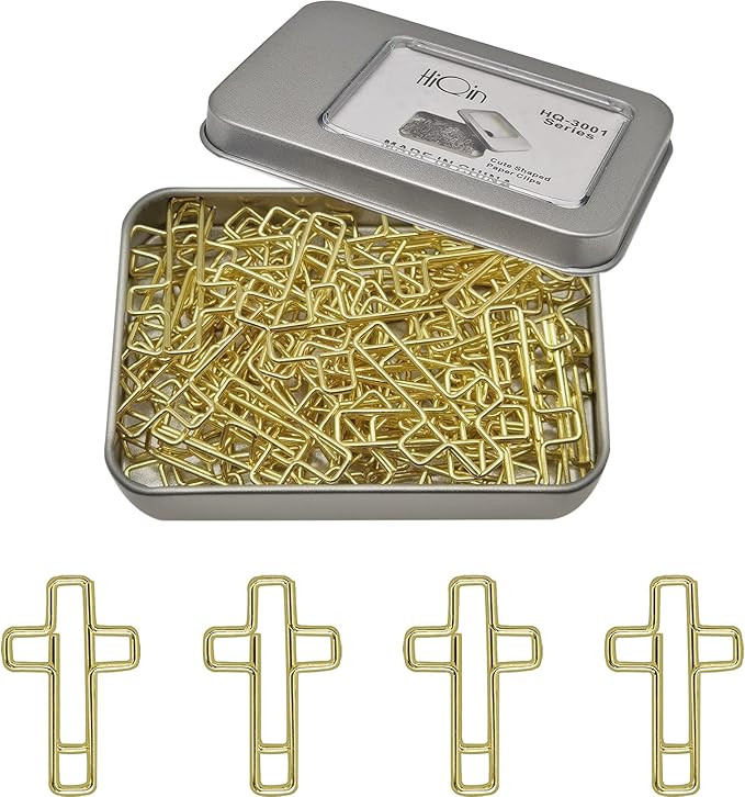 Amazon.com : 50 PCS Gold Paper Clips Cross Shaped, Small Paper Clips Bible Journal Bookmarks for ... | Amazon (US)