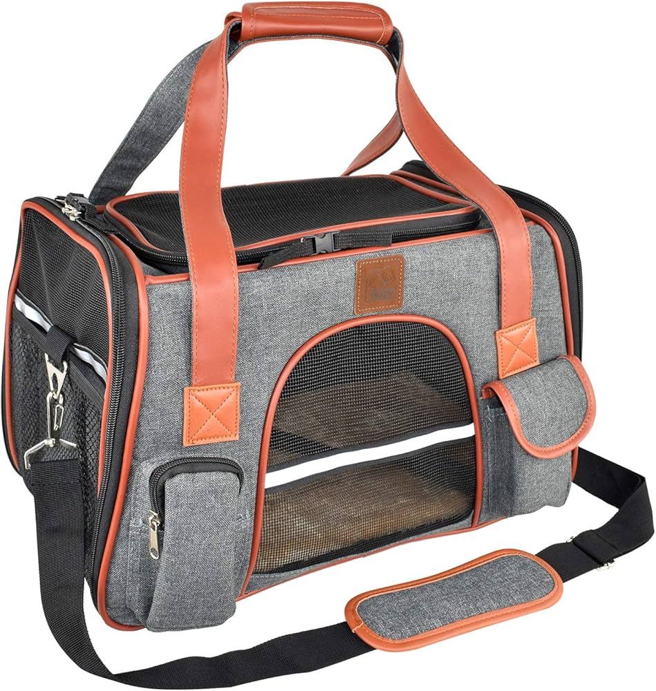 Purrpy Premium Cat Dog Carrier Airline Approved Soft Sided Pet Travel Bag, Car Seat Safe Carrier ... | Amazon (US)