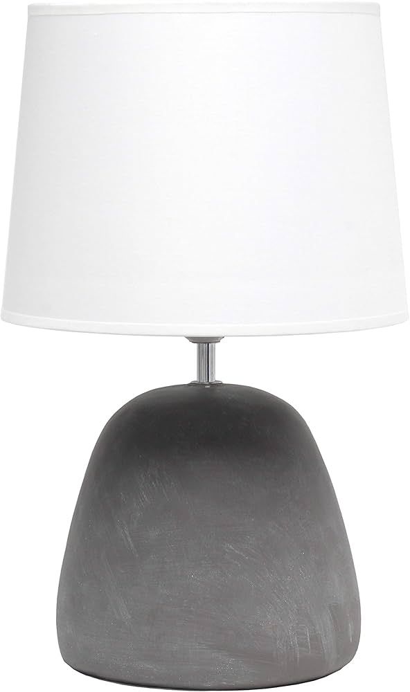 Simple Designs LT2058-WHT Round Concrete Table Lamp, White | Amazon (US)