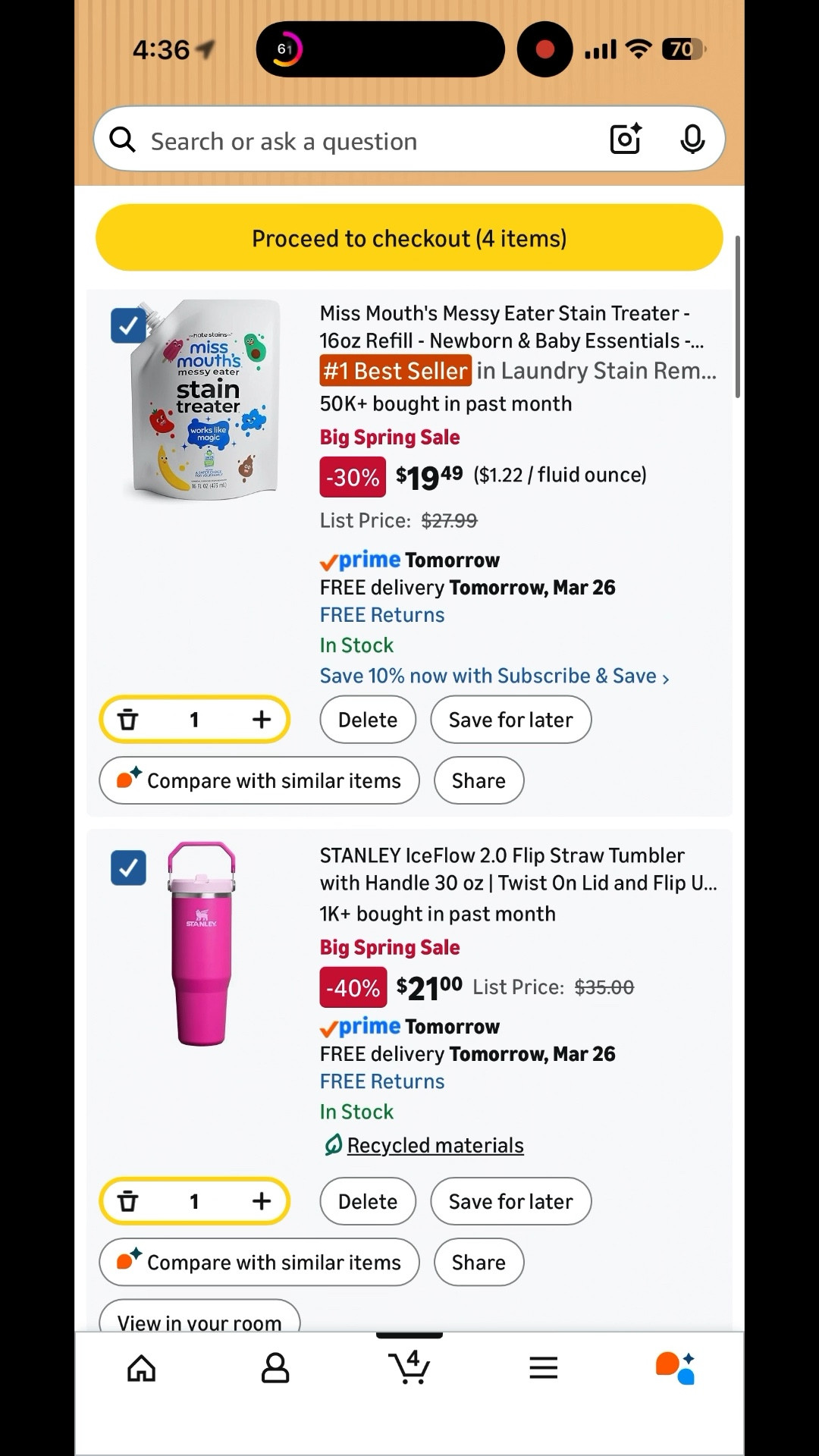 OK, so Amazon is having the Big Spring Sale! I love the Mrs. mouth stain spray. This is the refill bag. It is 30% off. This skin care mask set. I’ve been waiting to go on sale. The Stanley cup is my daughter‘s favorite and the pink version is on sale so I’m gonna grab that and then these protein shakes are some of our favorites and they are about $10 off .￼￼

#LTKHome #LTKSaleAlert #LTKBeauty