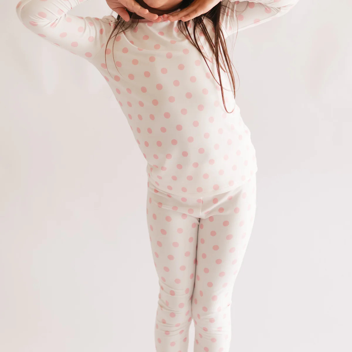 Youth Pajama Set in White & Pink Polka Dot | Silks Design